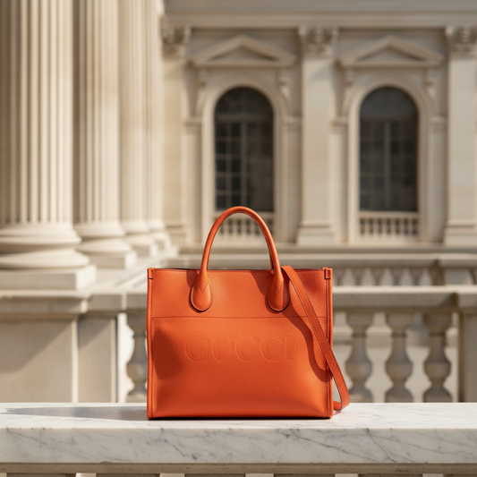 Gucci Logo Tote 674822 Women's Leather Handbag,Shoulder Bag Orange
