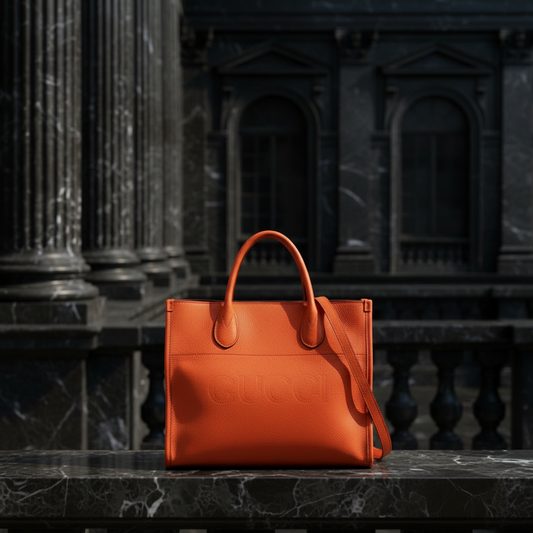 Gucci Logo Tote 674822 Women's Leather Handbag,Shoulder Bag Orange