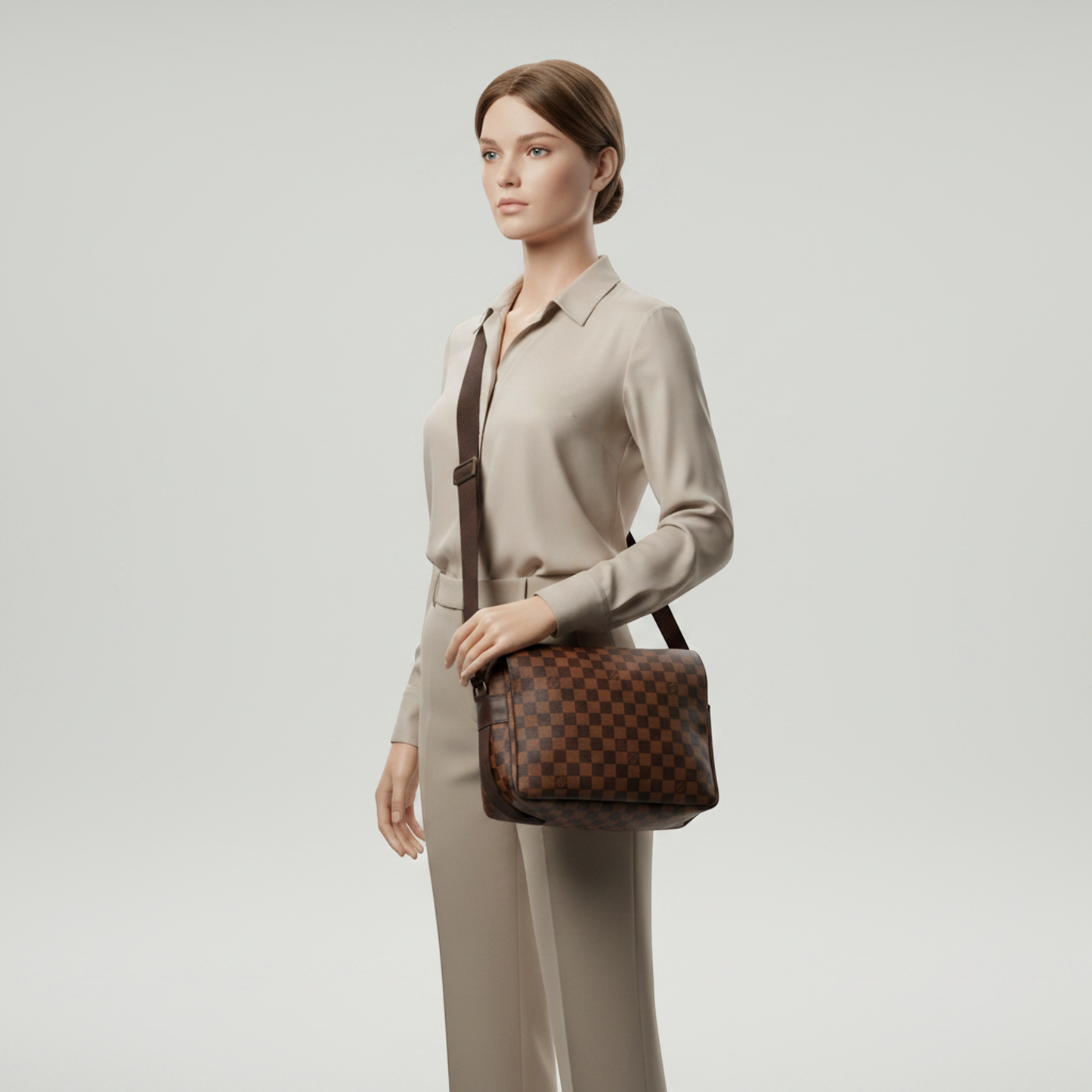 Louis Vuitton Damier Naviglio N45255 Men's Shoulder Bag Brown