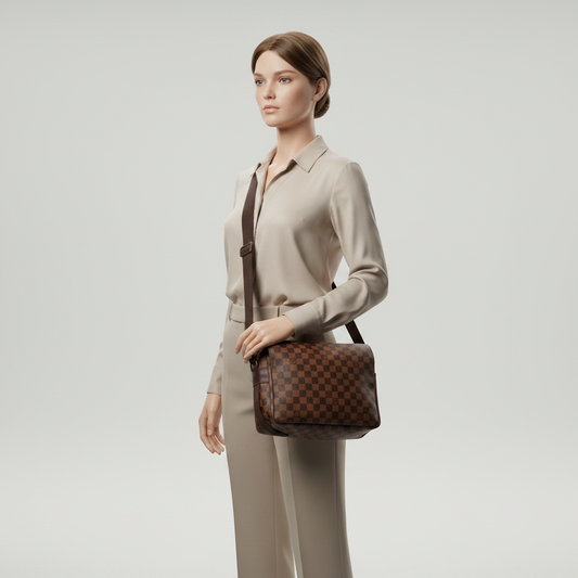Louis Vuitton Damier Naviglio N45255 Men's Shoulder Bag Brown