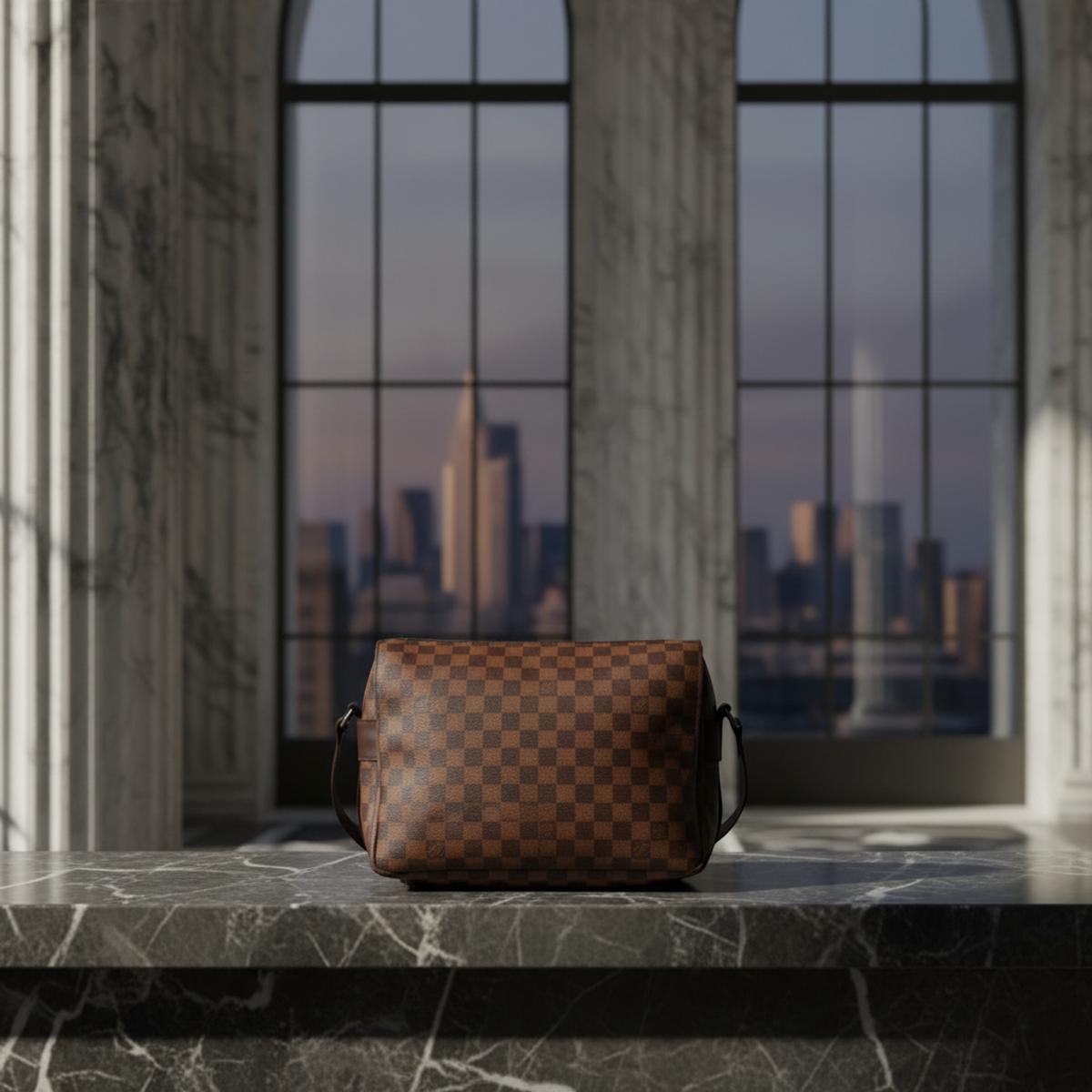 Louis Vuitton Damier Naviglio N45255 Men's Shoulder Bag Brown