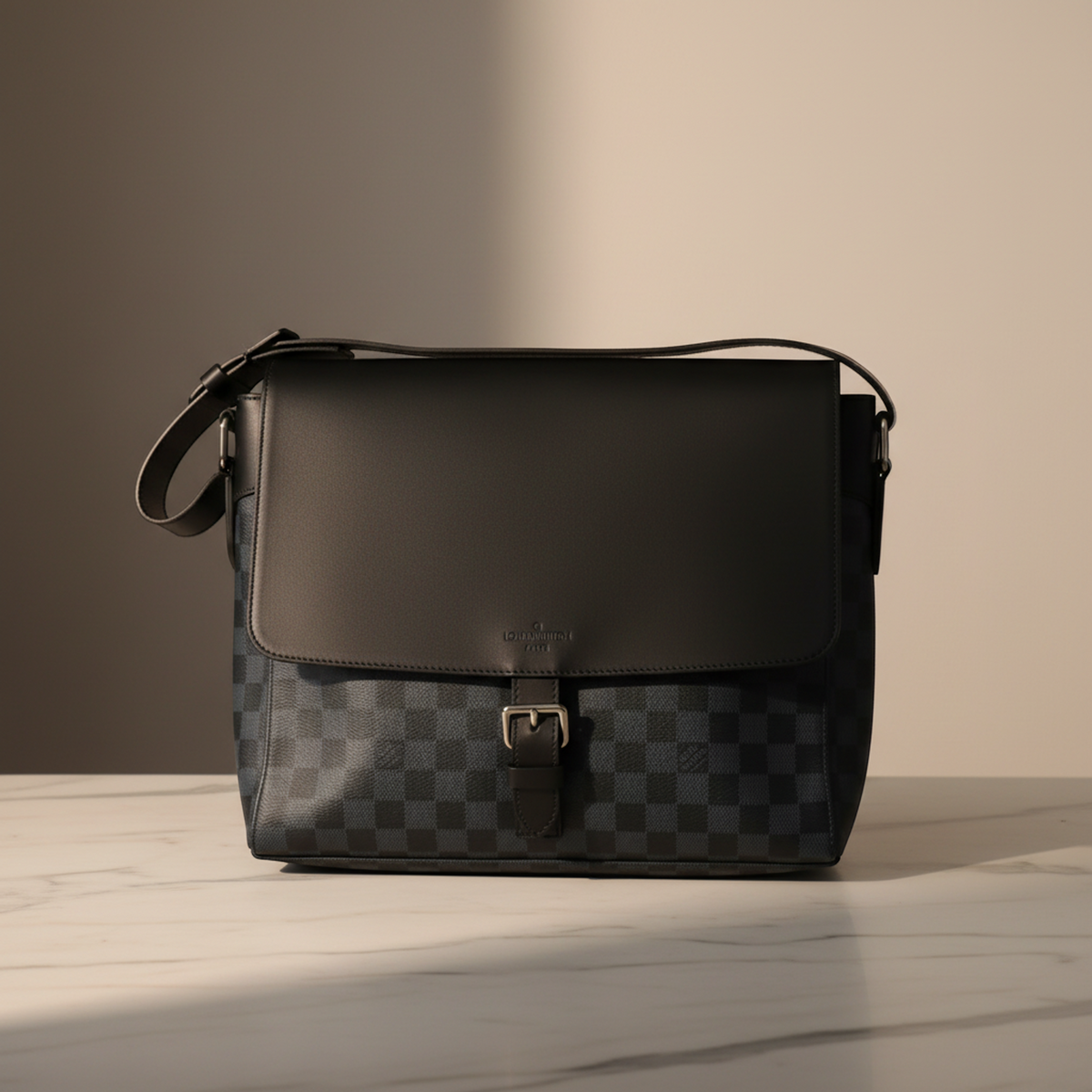 Louis Vuitton Damier Cobalt Newport Messenger MM N41585 Men's Messenger Bag,Shoulder Bag Black,Navy