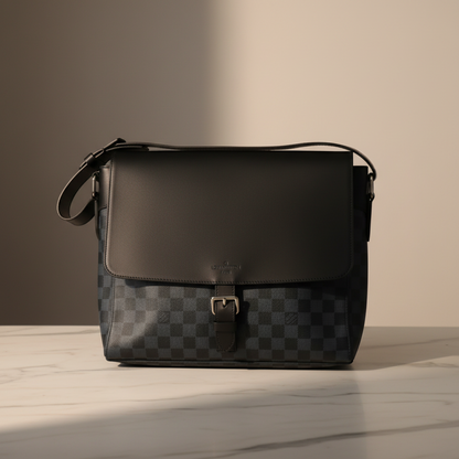Louis Vuitton Damier Cobalt Newport Messenger MM N41585 Men's Messenger Bag,Shoulder Bag Black,Navy