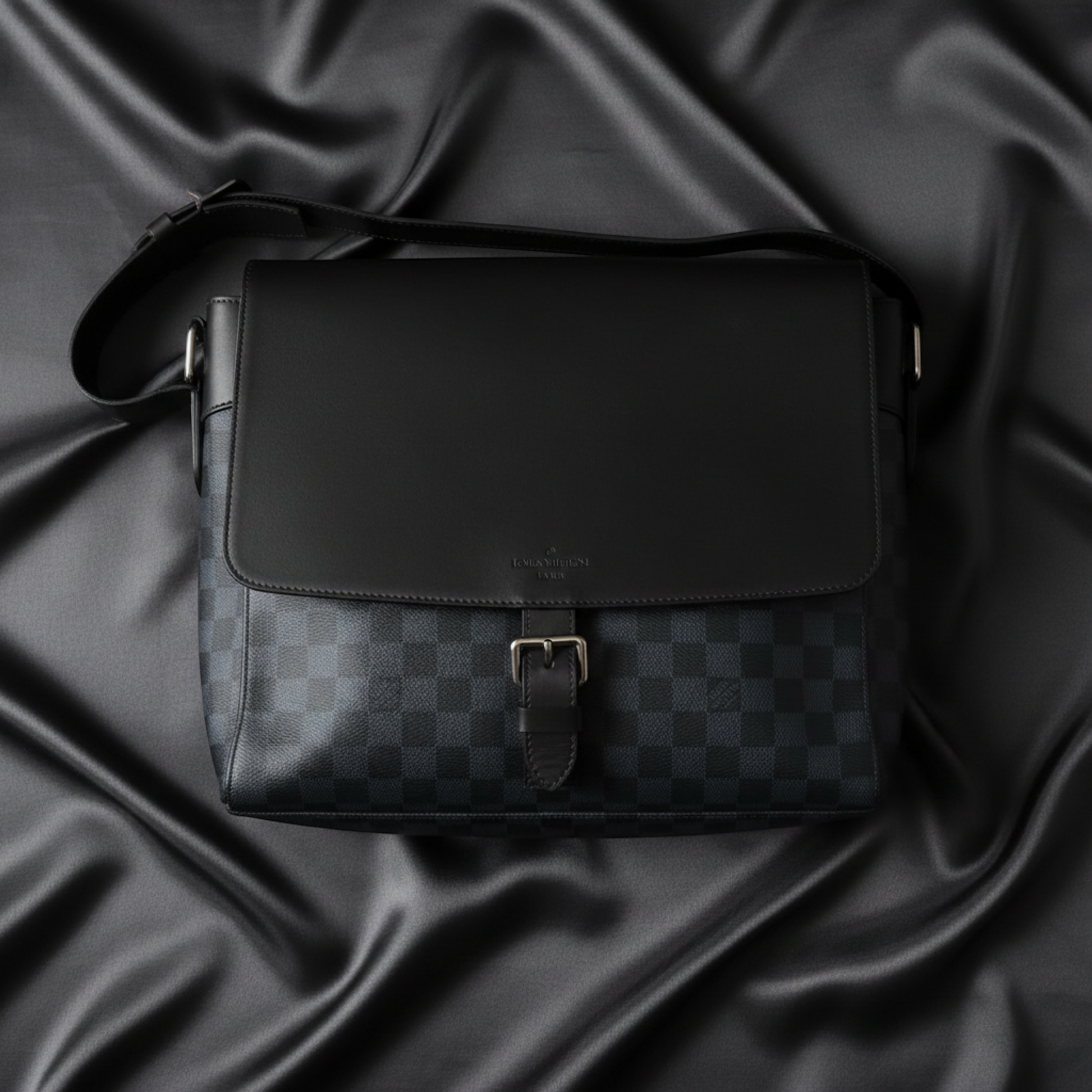 Louis Vuitton Damier Cobalt Newport Messenger MM N41585 Men's Messenger Bag,Shoulder Bag Black,Navy