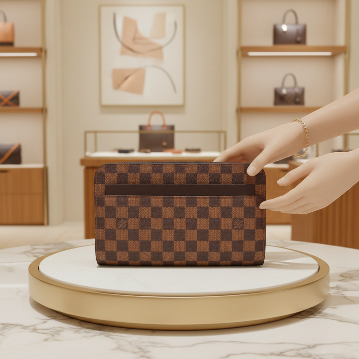 Louis Vuitton Damier Saint Louis N51993 Women,Men Clutch Bag Brown