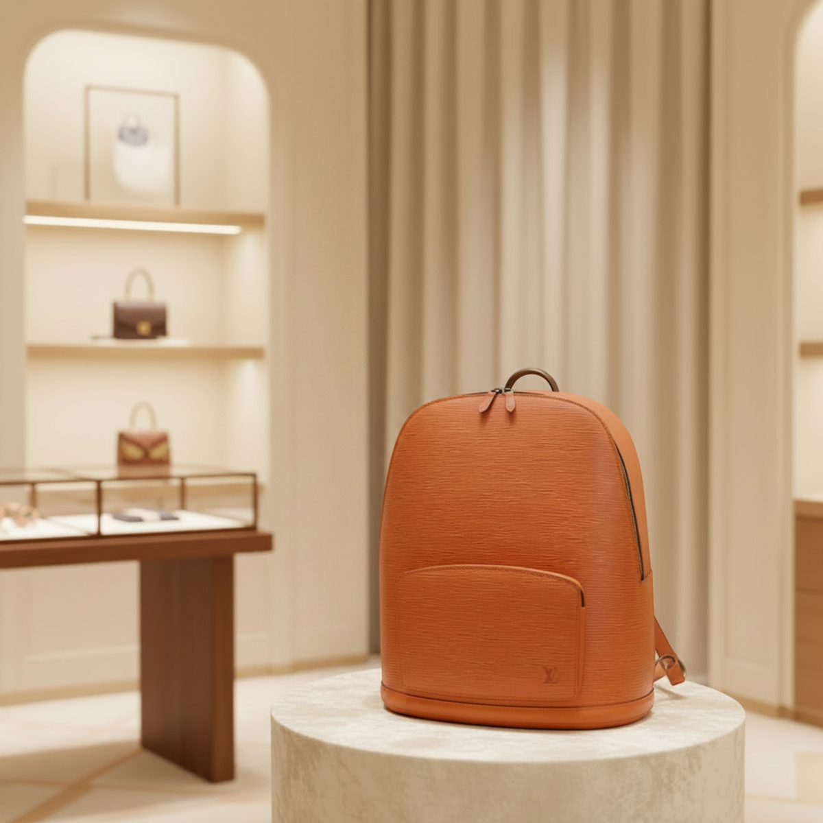 Louis Vuitton Epi Gobelin M52293 Women's Backpack Kenyan Brown
