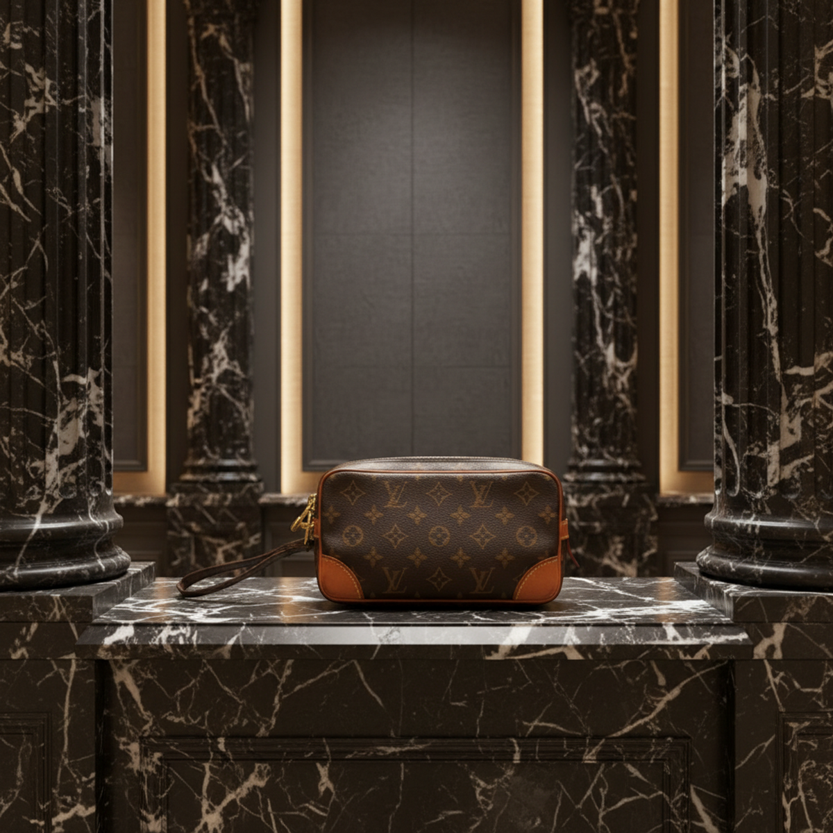 Louis Vuitton Monogram Marly Dragonne PM M51827 Men,Women Clutch Bag Brown