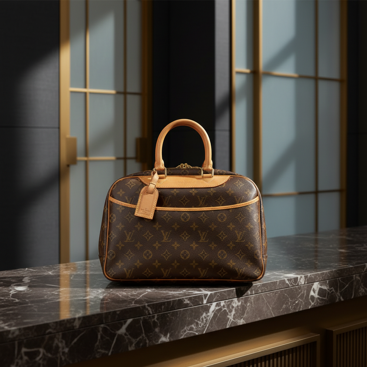 Louis Vuitton Monogram Deauville M47270 Women's Handbag Brown