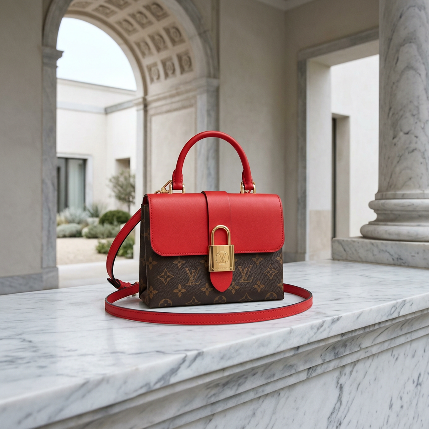 Louis Vuitton Monogram Rocky BB M44322 Women's Handbag,Shoulder Bag Brown,Red Color