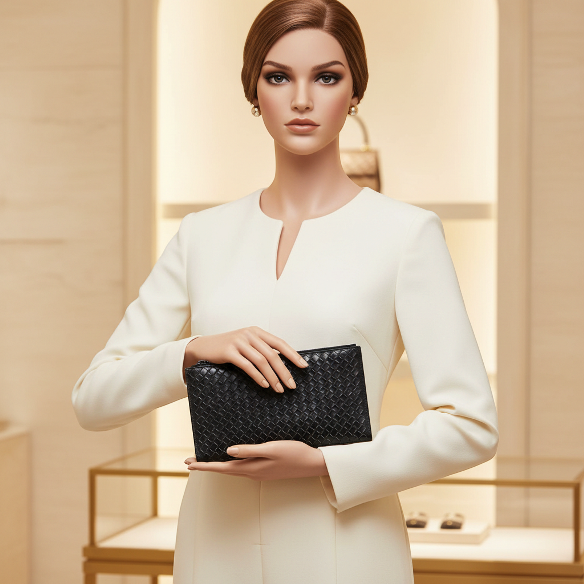 Bottega Veneta Intrecciato 506323 Women,Men Leather Clutch Bag,Pouch Black
