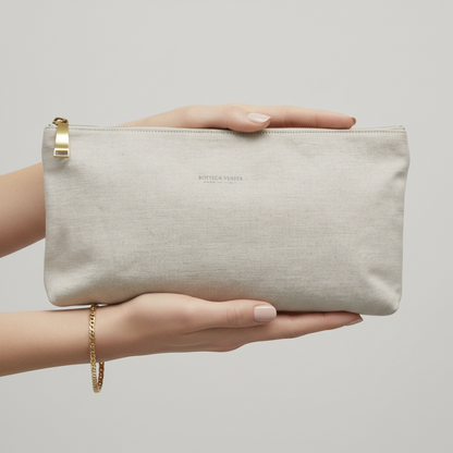 Bottega Veneta Bag-in-bag Men,Women Canvas Clutch Bag,Pouch Cream