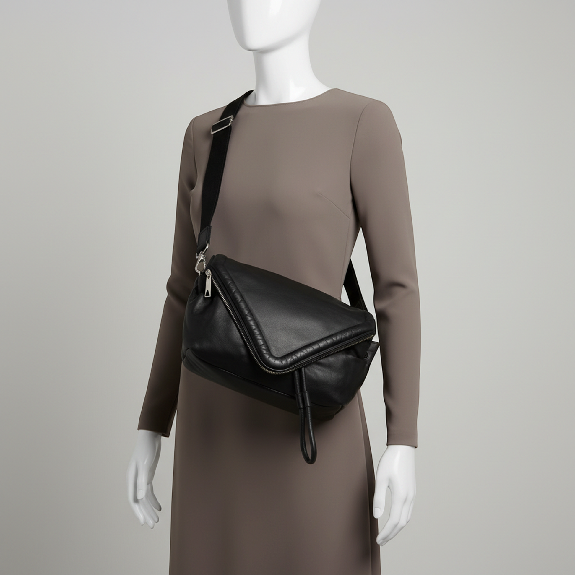 Bottega Veneta Beak Belt Bag 659419 Women's Leather Shoulder Bag Black