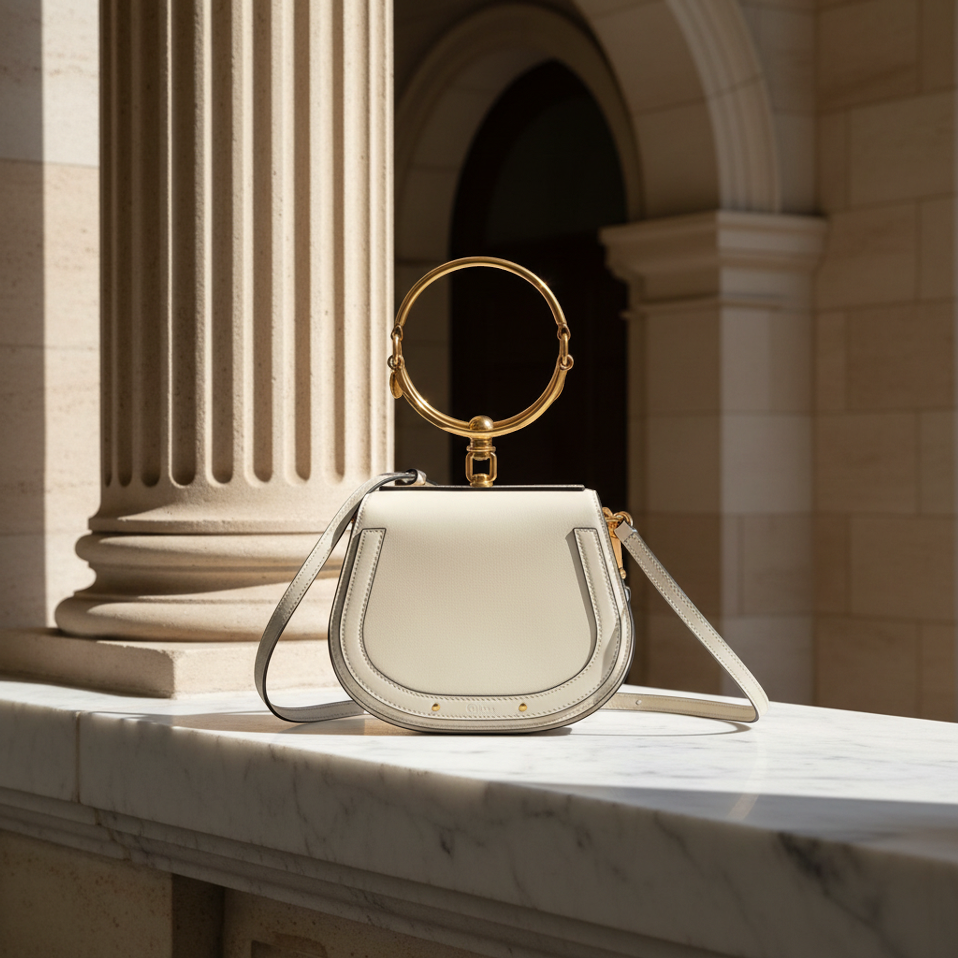 Chloé Nile Women's Leather Handbag,Shoulder Bag Off-white