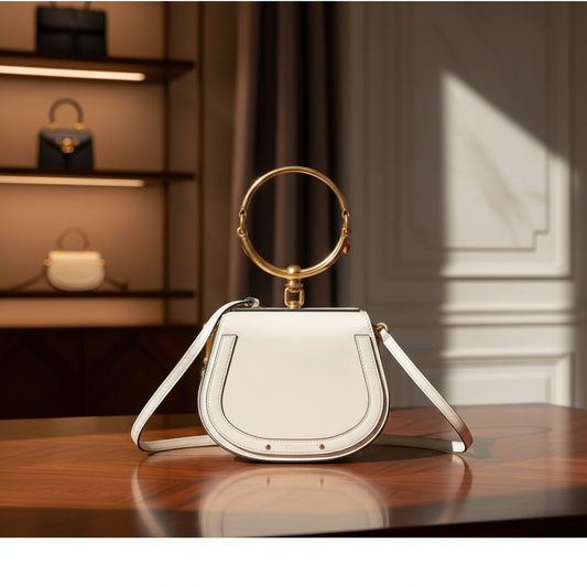 Chloé Nile Women's Leather Handbag,Shoulder Bag Off-white