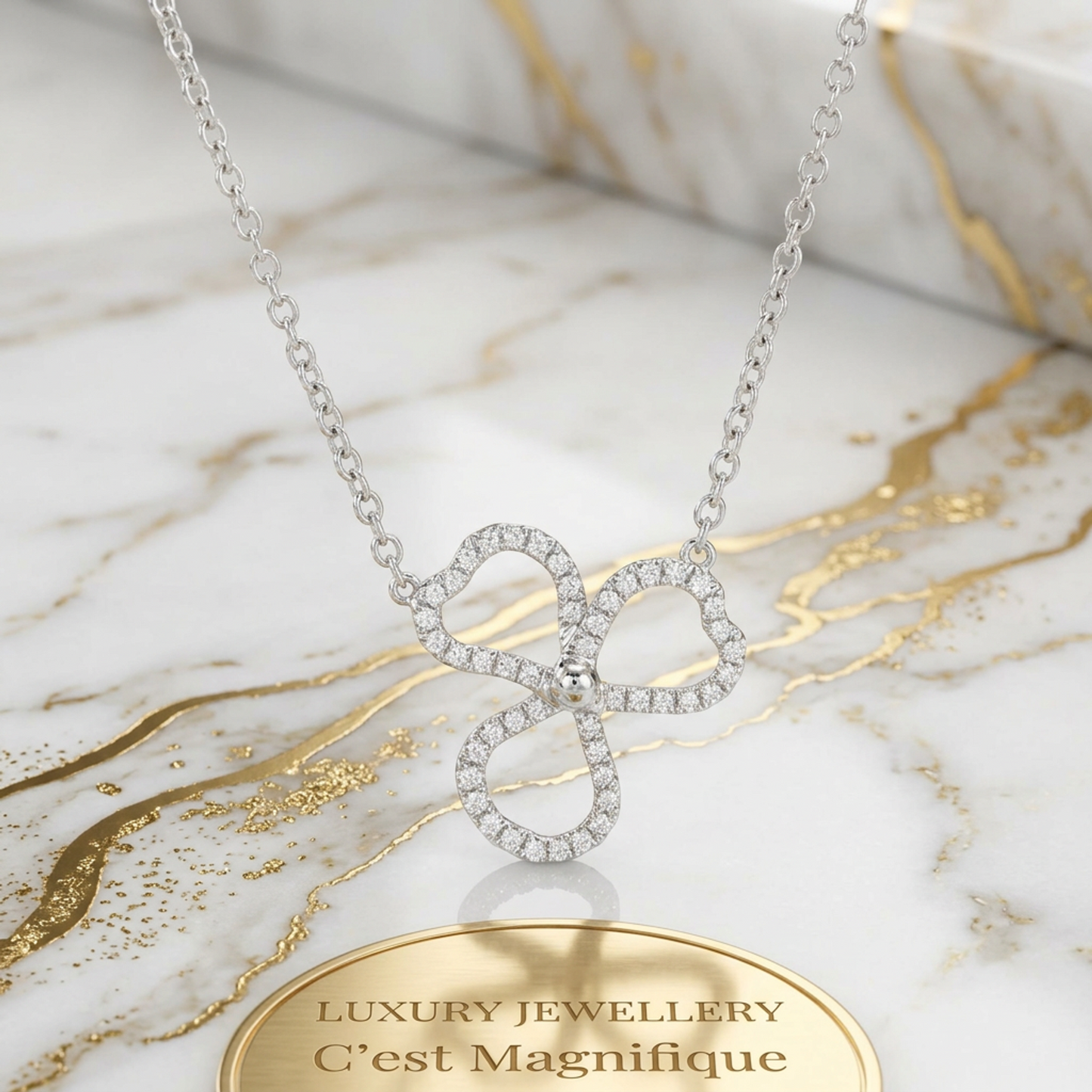 Tiffany Open Paper Diamond Necklace Platinum Diamond Men,Women Fashion Necklace (Silver)