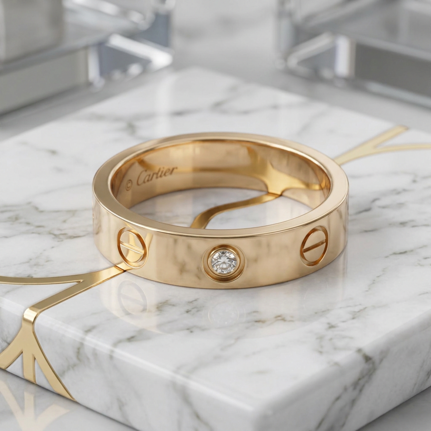Cartier Mini Love Ring With 1 Diamond Pink Gold (18K) Fashion Diamond Band Ring Pink Gold
