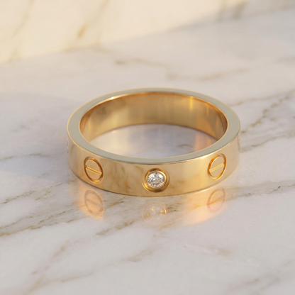 Cartier Mini Love Ring With 1 Diamond Pink Gold (18K) Fashion Diamond Band Ring Pink Gold