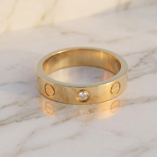 Cartier Mini Love Ring With 1 Diamond Pink Gold (18K) Fashion Diamond Band Ring Pink Gold