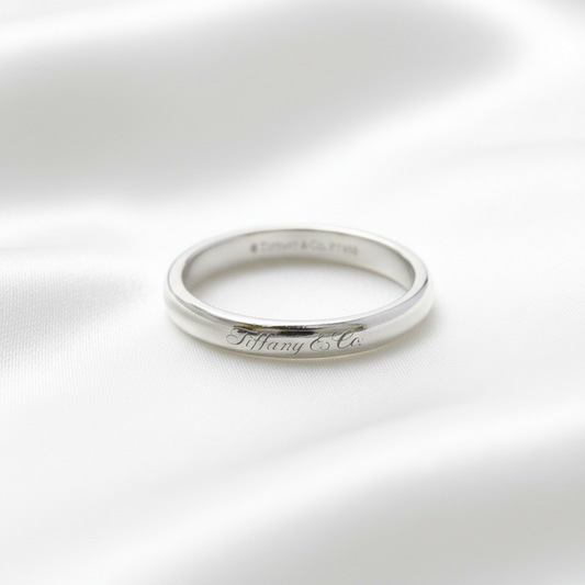 Tiffany Classic Band Ring Platinum Fashion No Stone Band Ring Silver