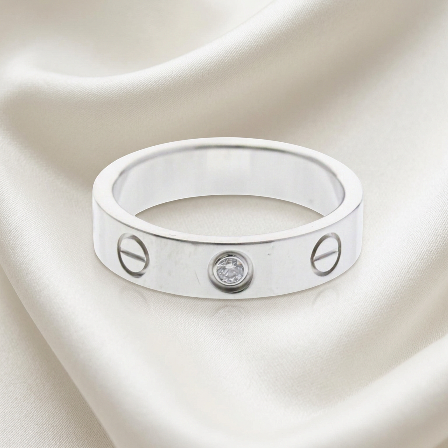 Cartier Mini Love Ring With 1 Diamond White Gold (18K) Fashion Diamond Band Ring Silver