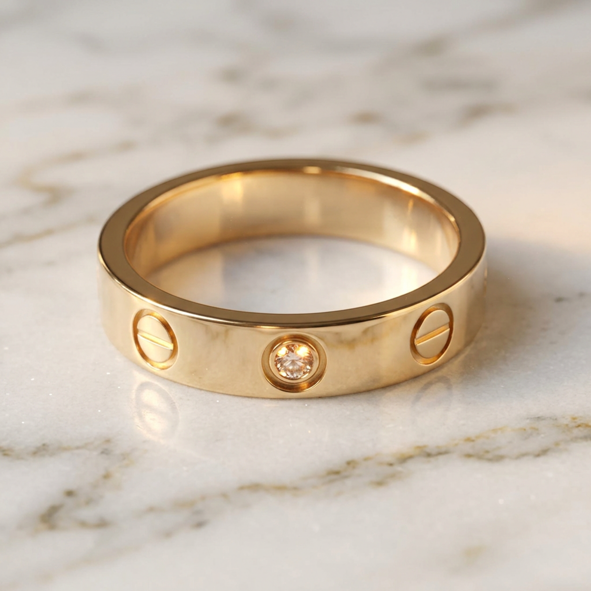 Cartier Mini Love Ring With 1 Diamond Pink Gold (18K) Fashion Diamond Band Ring Pink Gold