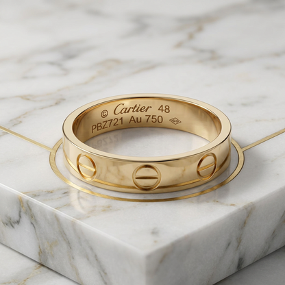 Cartier Mini Love Ring Pink Gold (18K) Fashion No Stone Band Ring Pink Gold