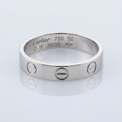 Cartier Mini Love Ring White Gold (18K) Fashion No Stone Band Ring Silver