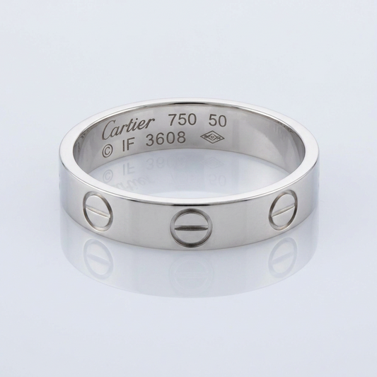 Cartier Mini Love Ring White Gold (18K) Fashion No Stone Band Ring Silver