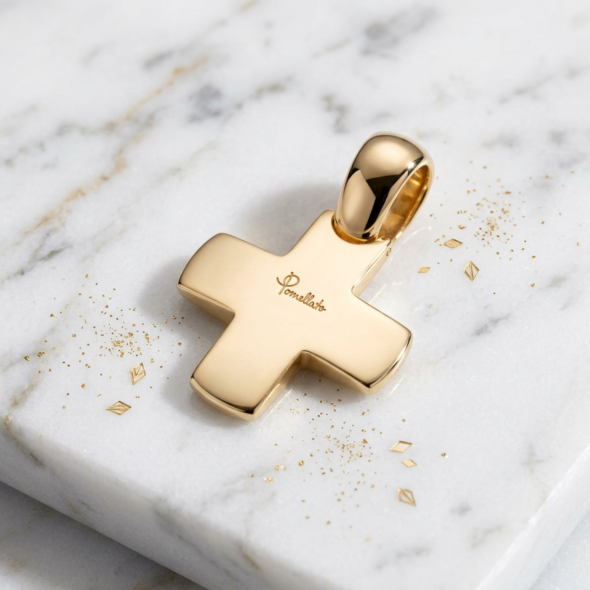 Pomellato Cross Charm Yellow Gold (18K) No Stone Men,Women Fashion Pendant Necklace (Gold)