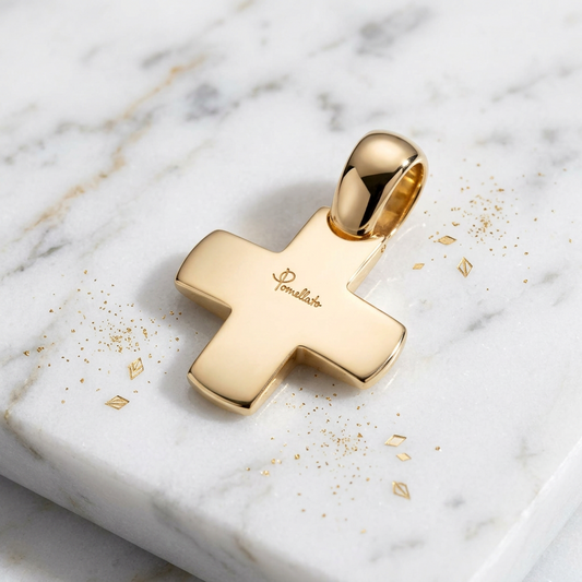 Pomellato Cross Charm Yellow Gold (18K) No Stone Men,Women Fashion Pendant Necklace (Gold)