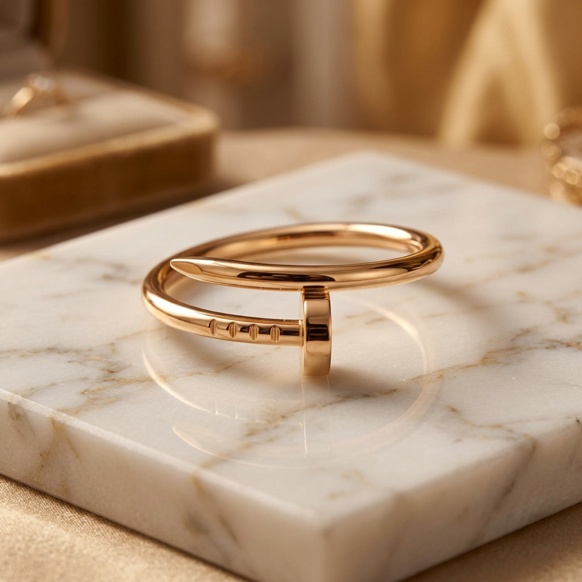Cartier Juste Un Clou Ring SM B4225853 Pink Gold (18K) Fashion No Stone Band Ring Pink Gold