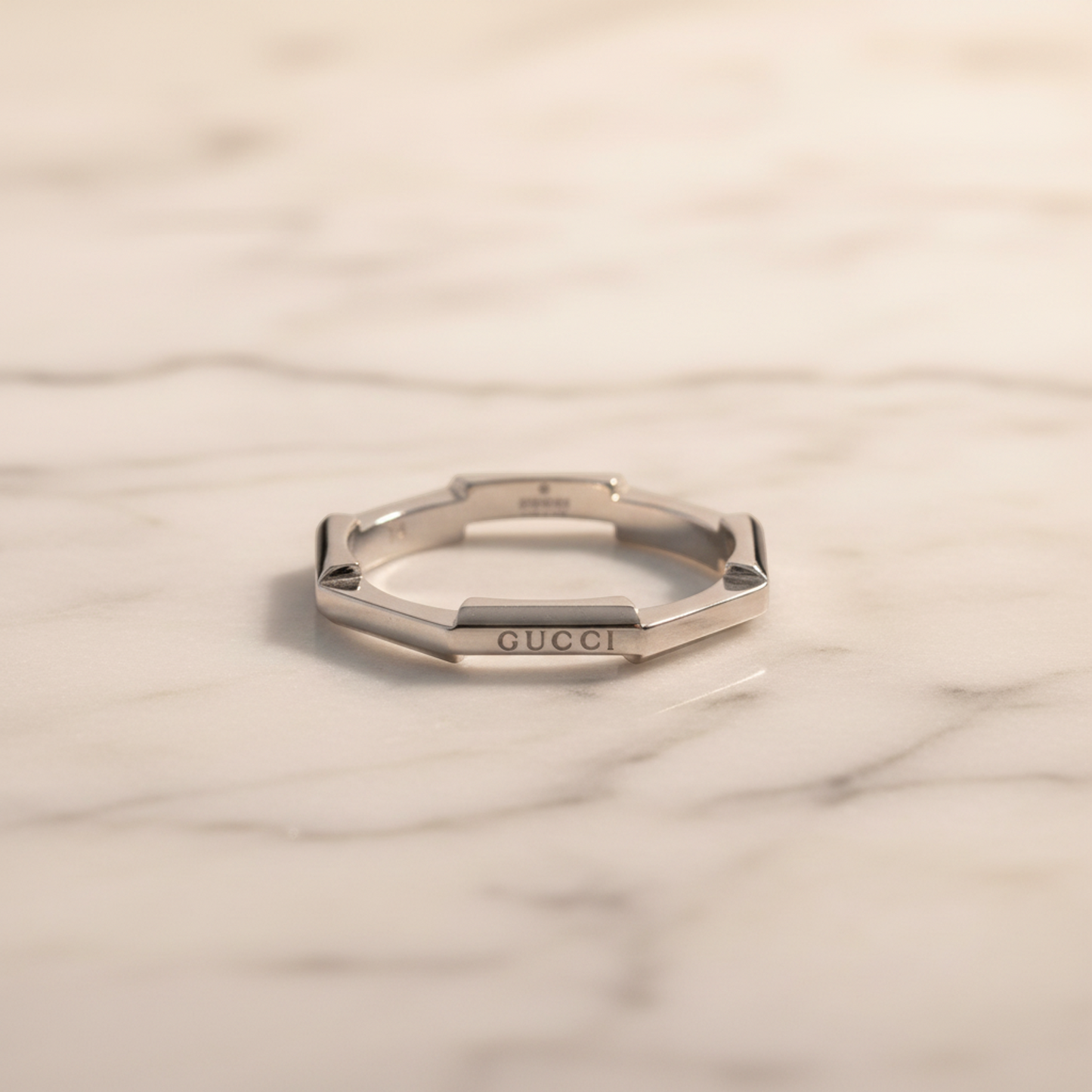 Gucci Octagon Ring Platinum Fashion No Stone Band Ring Silver