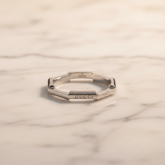 Gucci Octagon Ring Platinum Fashion No Stone Band Ring Silver