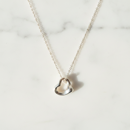 Tiffany Open Heart Extra Mini Necklace Platinum No Stone Women,Men Fashion Necklace (Silver)