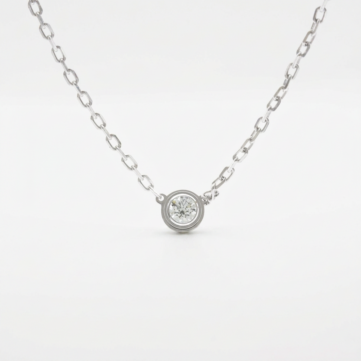 Cartier Damour Necklace SM Small Model White Gold (18K) Diamond Men,Women Fashion Necklace (Silver)