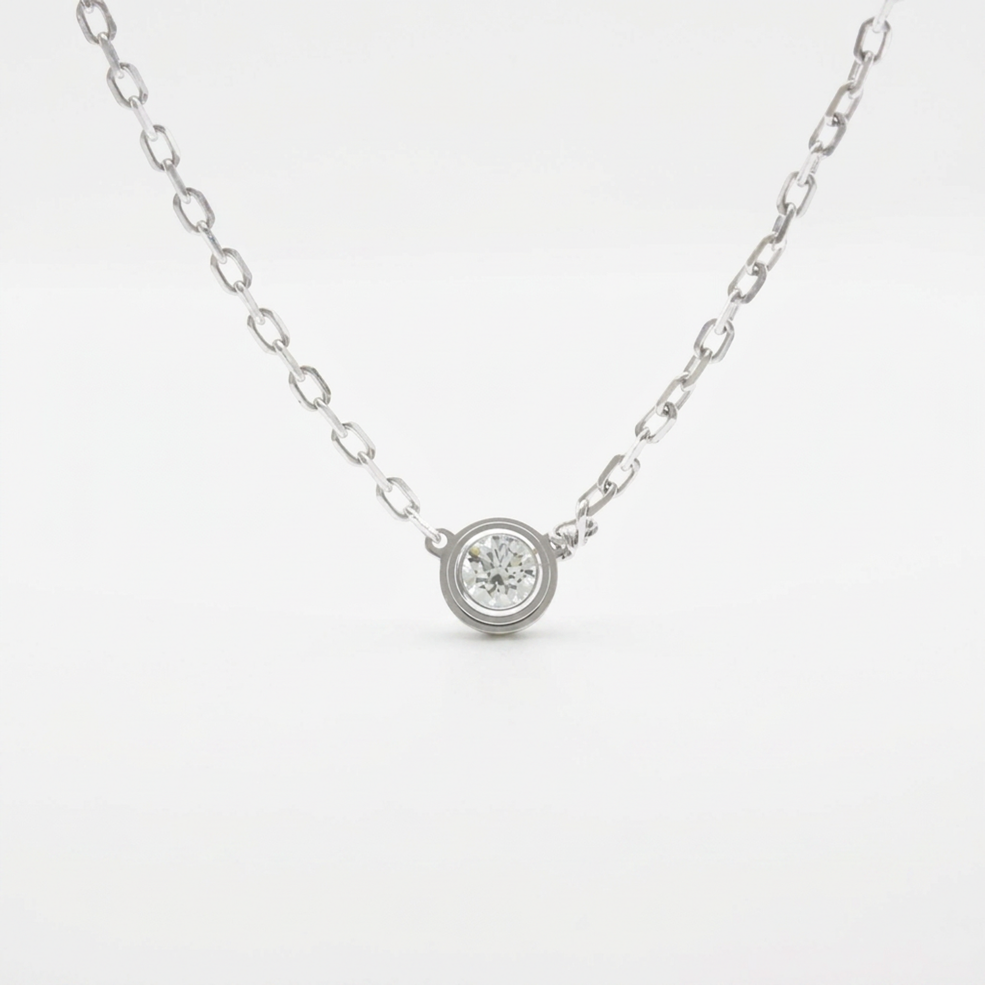 Cartier Damour Necklace SM Small Model White Gold (18K) Diamond Men,Women Fashion Necklace (Silver)
