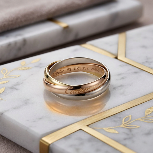 Cartier Trinity Ring Yellow Gold (18K),Pink Gold (18K),White Gold (18K) Fashion No Stone Band Ring Gold