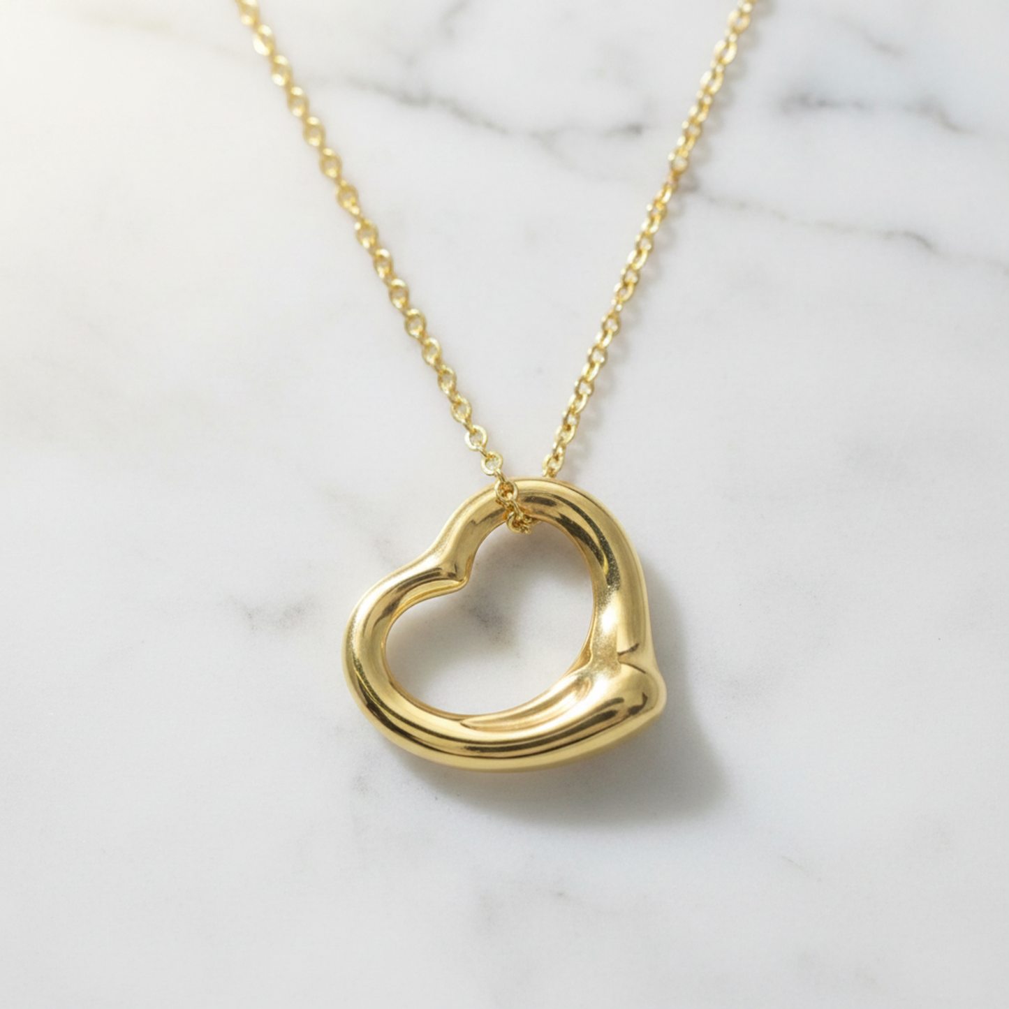 Tiffany Open Heart Yellow Gold (18K) No Stone Men,Women Fashion Necklace (Gold)