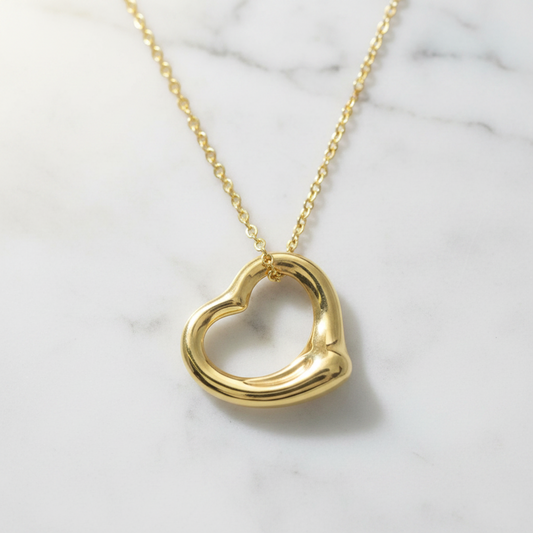 Tiffany Open Heart Yellow Gold (18K) No Stone Men,Women Fashion Necklace (Gold)