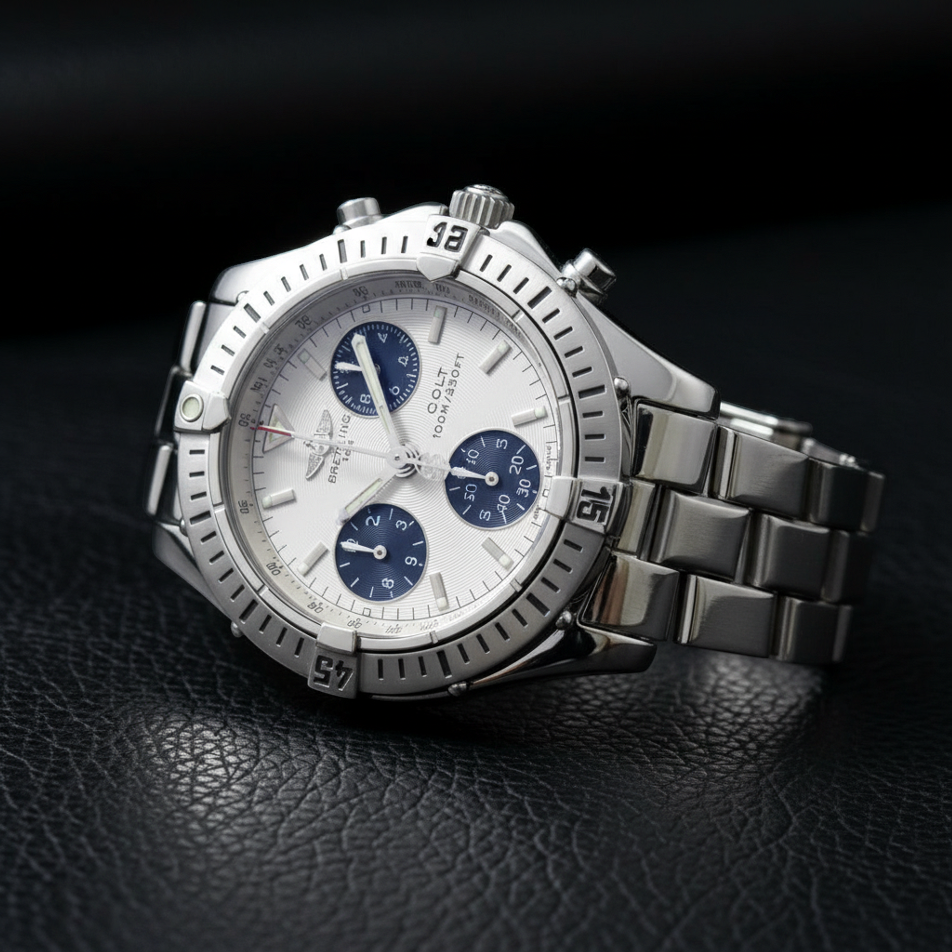 BREITLING Chrono Colt Steel Quartz Mens Watch A73350 Polished
