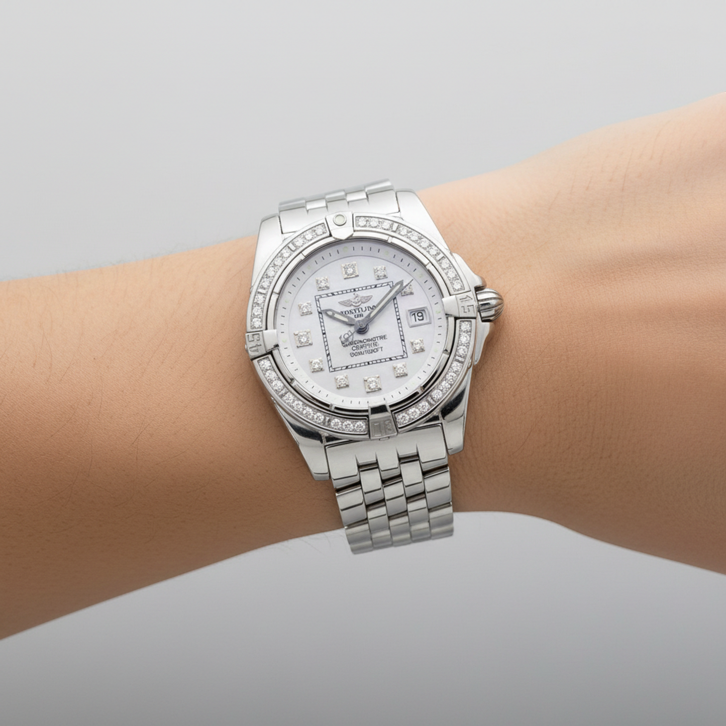 BREITLING Galactic 32 Diamond MOP Dial Ladies Watch A71356 Polished