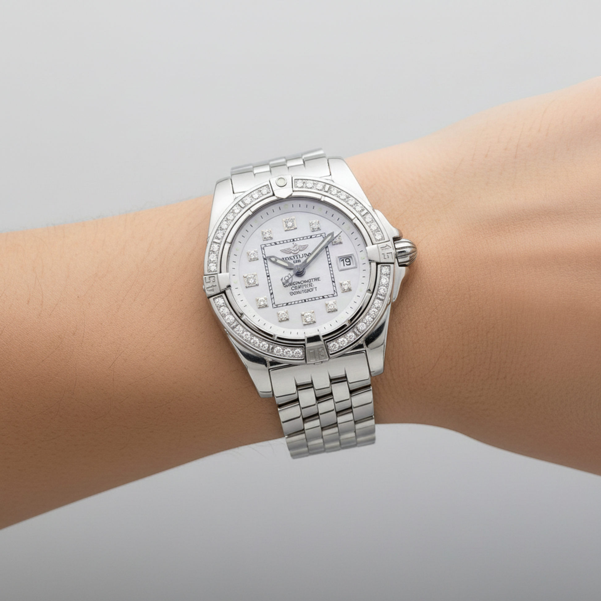 BREITLING Galactic 32 Diamond MOP Dial Ladies Watch A71356 Polished