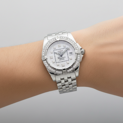 BREITLING Galactic 32 Diamond MOP Dial Ladies Watch A71356 Polished
