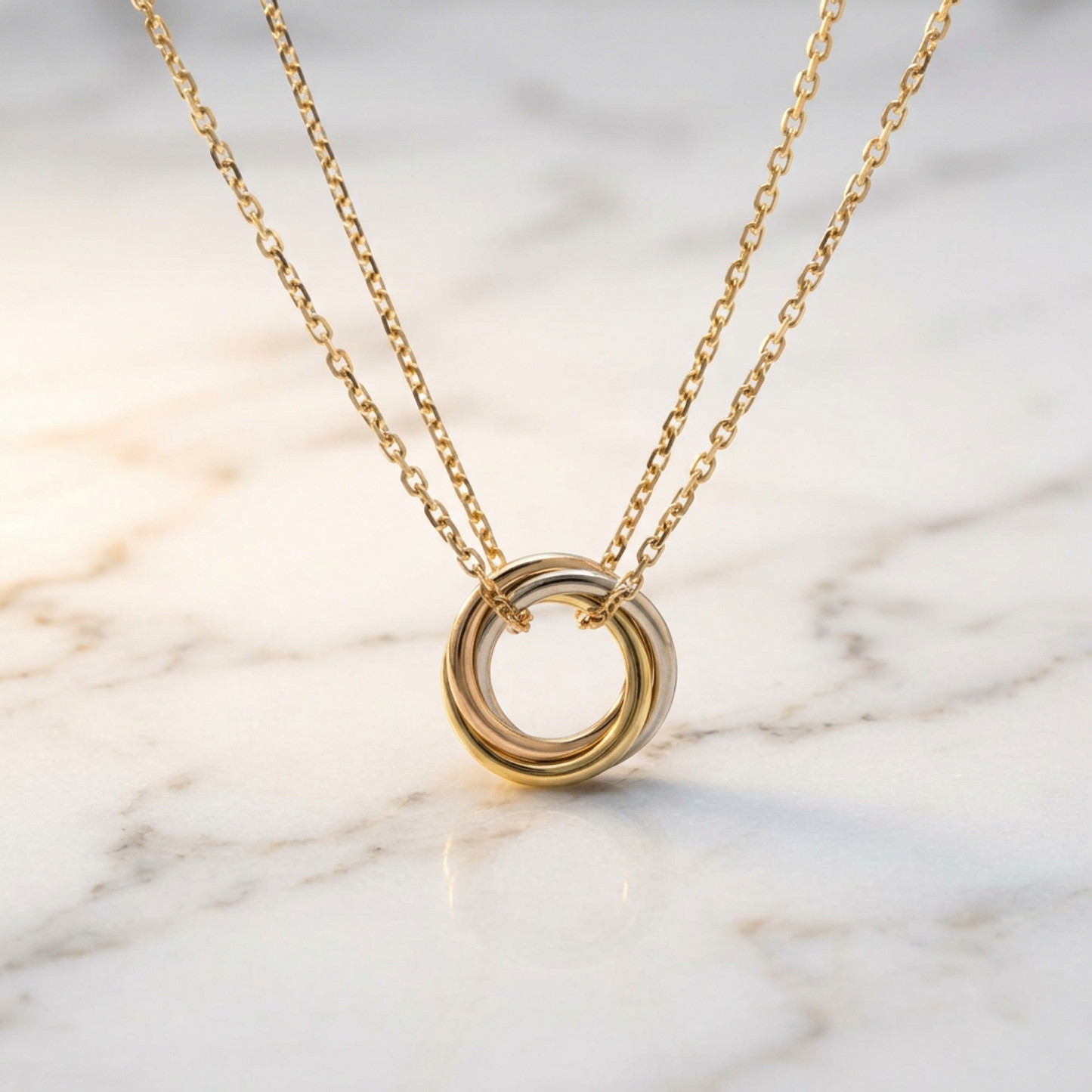 Cartier Baby Trinity Necklace Yellow Gold (18K),Pink Gold (18K),White Gold (18K) No Stone Men,Women Fashion Necklace (Gold)