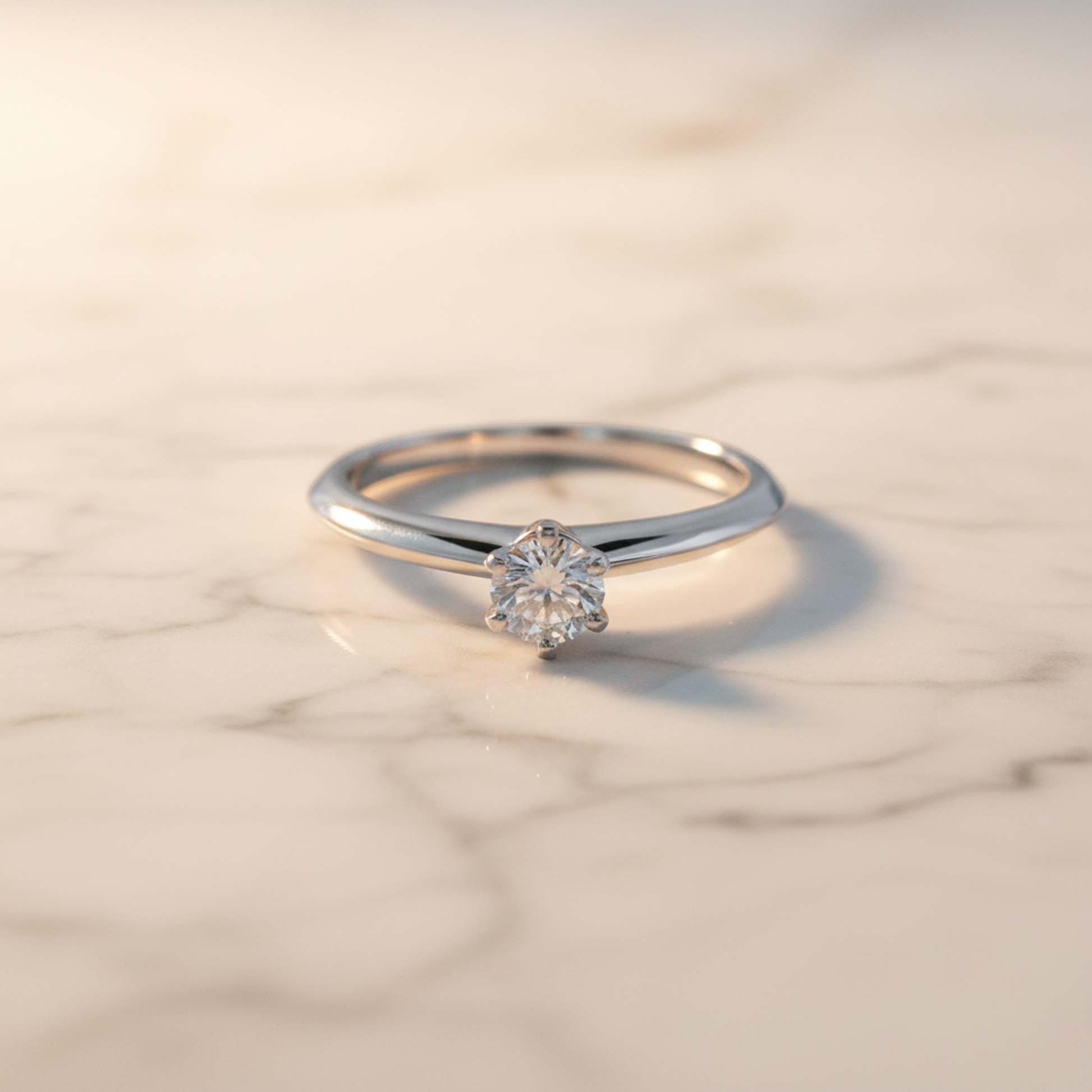 Tiffany Solitaire Diamond Ring Platinum Fashion Diamond Band Ring Silver