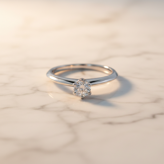 Tiffany Solitaire Diamond Ring Platinum Fashion Diamond Band Ring Silver