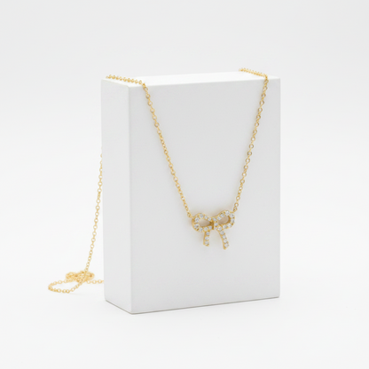 Tiffany Metro Bow Diamond Necklace Pink Gold (18K) Diamond Men,Women Fashion Necklace (Pink Gold)