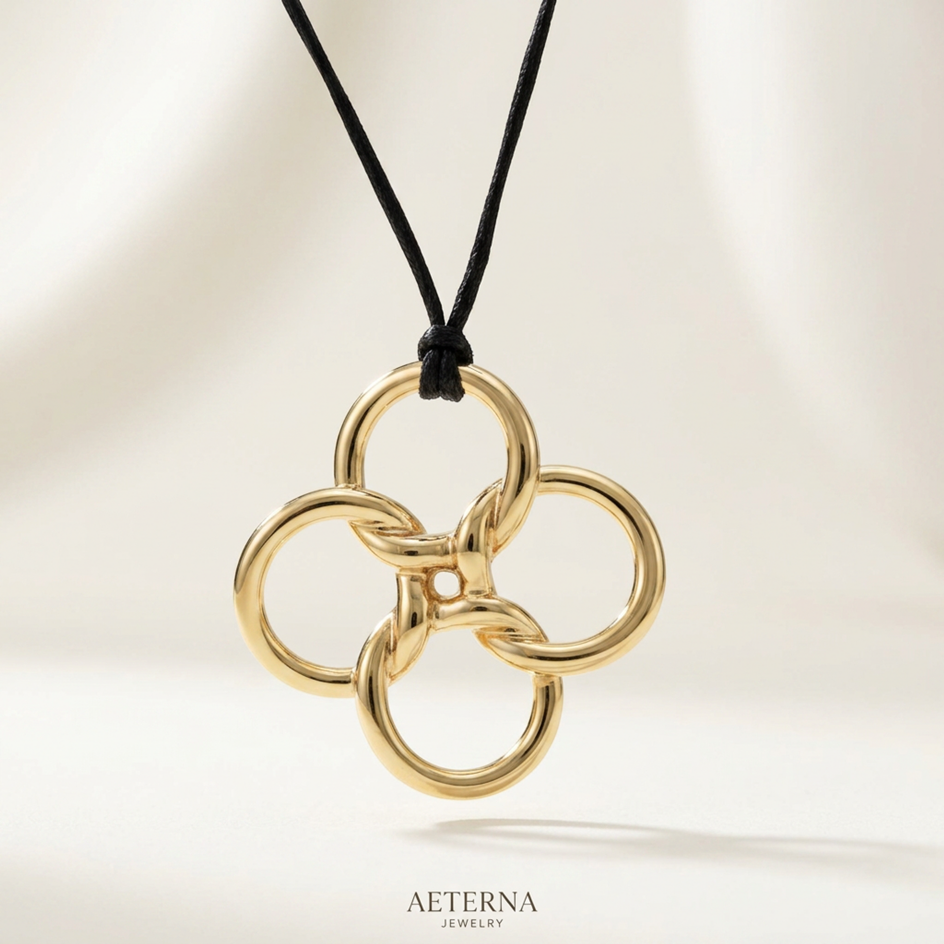 Tiffany Quadrofolio Cord Necklace Yellow Gold (18K) No Stone Women,Men Fashion Necklace (Gold)