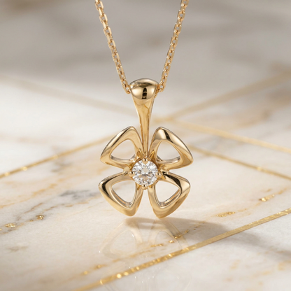 Bvlgari Fioreba Necklace 1P Diamond Necklace Pink Gold (18K) Diamond Men,Women Fashion Necklace (Pink Gold)