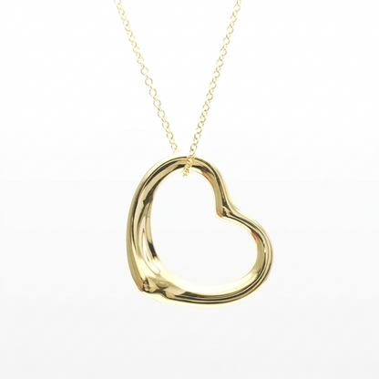 Tiffany Open Heart Necklace Yellow Gold (18K) No Stone Men,Women Fashion Necklace (Gold)